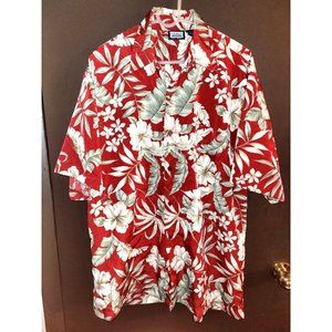 Premier International Mens Lg Hawaiian Shirt Floral  Short Sleeve Button Silky